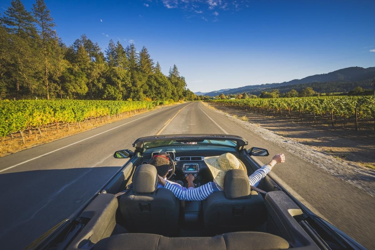Convertible on a Napa Valley road — The Stable driving experience