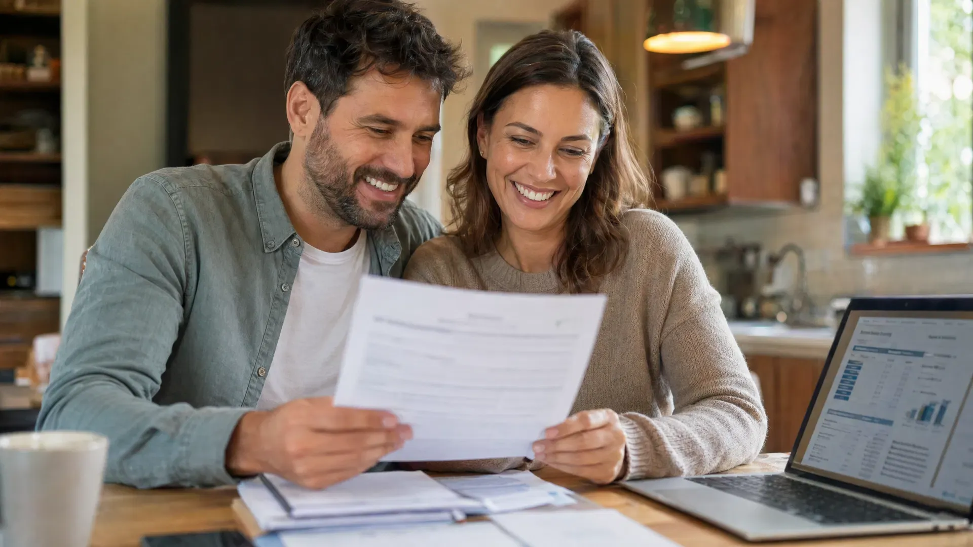 Happy clients reviewing settlement paperwork