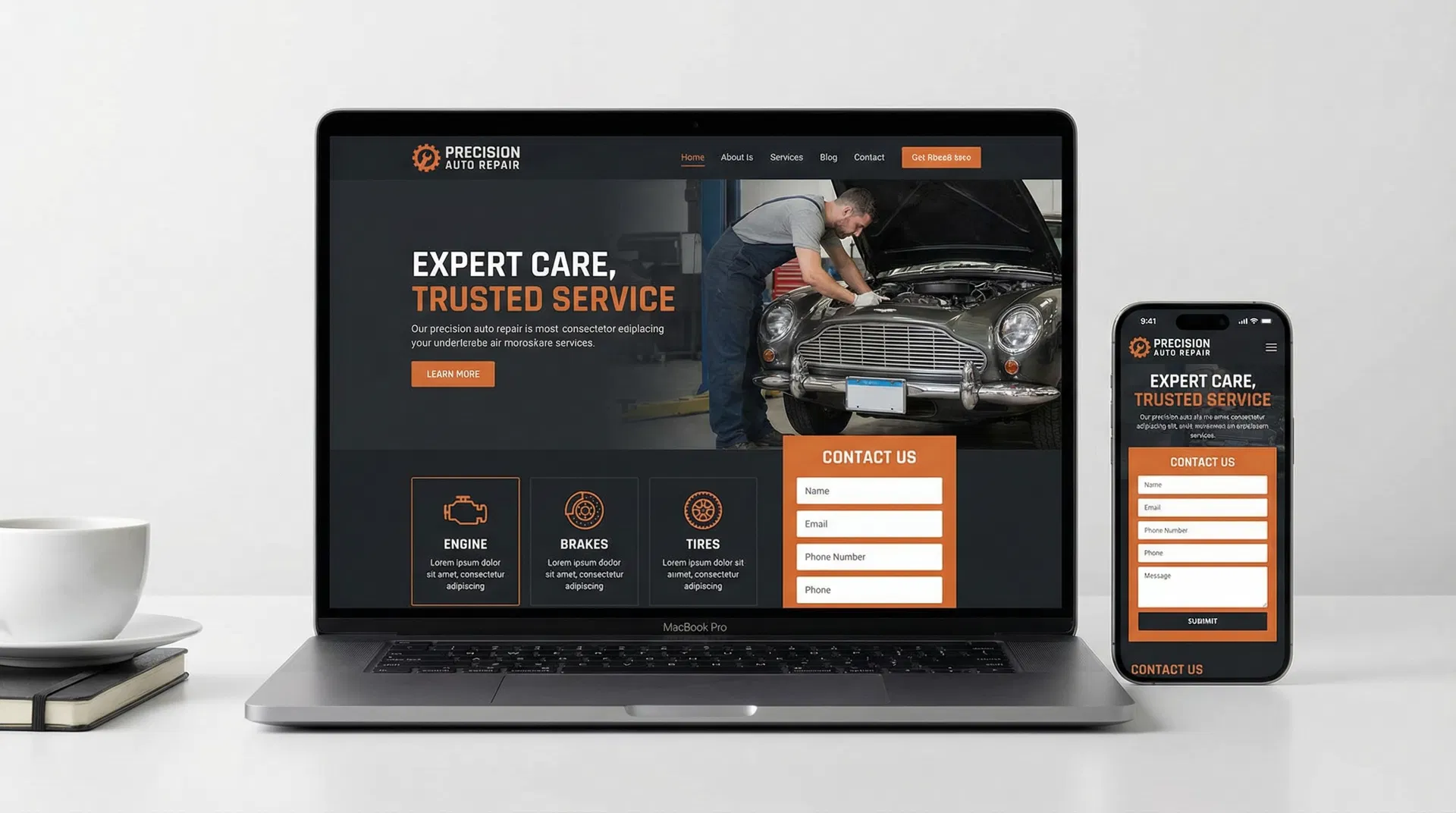 Custom auto repair shop website design example by Auto Shop Digital